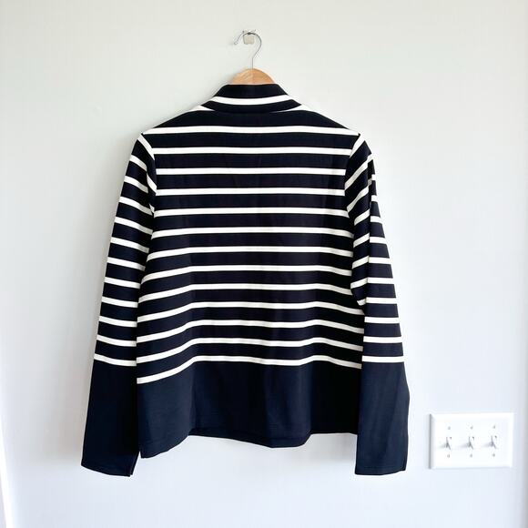 Spanx x Evereve Air Essentials Mock Pullover Striped Black/Porcelain L NWT - Picture 3 of 10